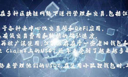 在小狐狸钱包（Fox Wallet）中，USDT（Tether）可以在多种区块链网络下进行管理和交易，包括但不限于以下几种主要网络：

1. **ERC-20:** 这是以太坊网络上的USDT，广泛用于各种去中心化交易所和DeFi应用。
2. **TRC-20:** 这是波场（Tron）网络上的USDT，具有低交易费用和较快的确认速度。
3. **OMNI:** 这是比特币网络上的USDT，虽然已不再被广泛使用，但仍然存在于一些老旧钱包和交易所中。
4. **BEP-20:** 这是币安智能链（Binance Smart Chain）上的USDT，近年来受到了越来越多的关注，因为其费用更低，易用性强。

用户可以根据自己的需求和交易习惯选择合适的网络来管理他们的USDT。在使用小狐狸钱包时，确保网络设置正确，以避免不必要的损失或交易延误。